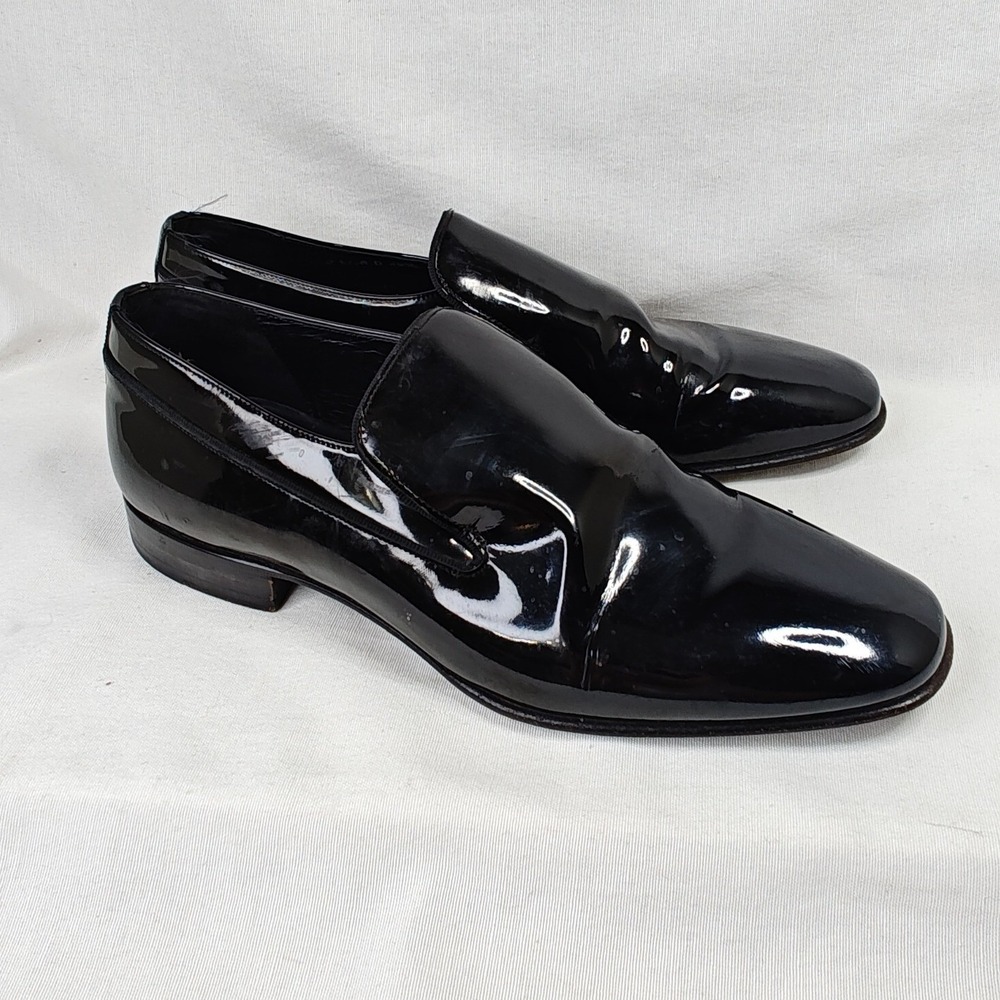 Bally Patent Leather Samar Loafers Size 8 Black Square Toe Dress Shoes Italian